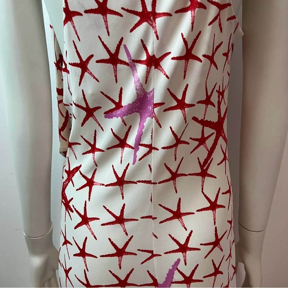 Versace Red and White Cowl Neck Sheath Midi Dress - Picture 11 of 16